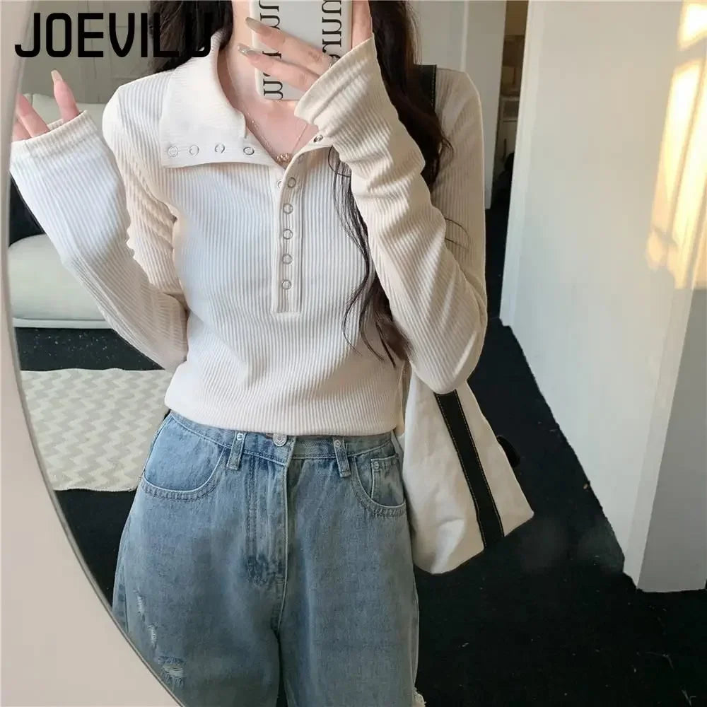Slim Inner Knit Sweater – V-Neck Button
