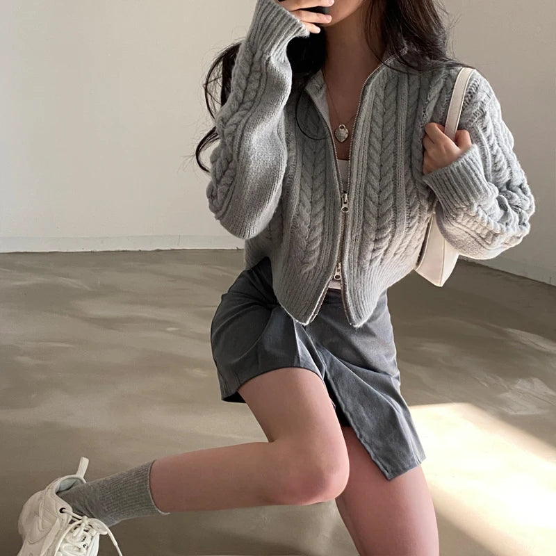 Short Coat Knit Sweater – Button Cardigan