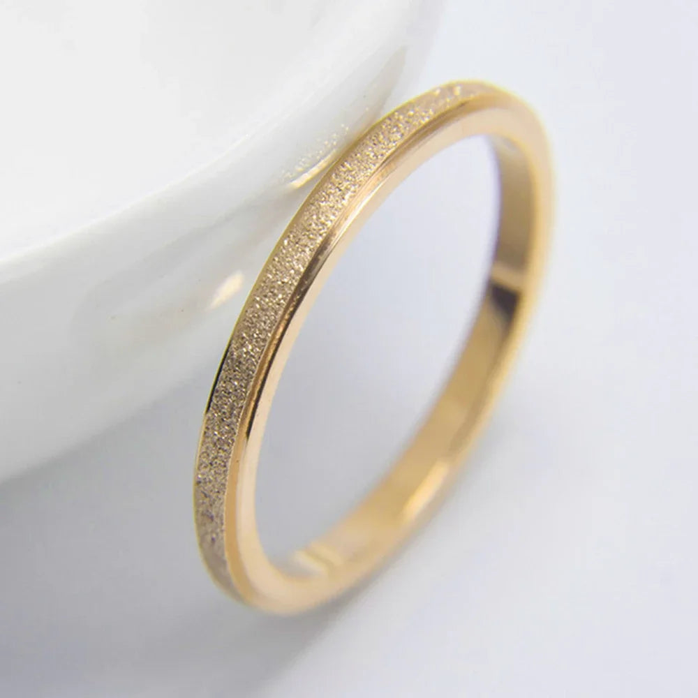 Stainless Steel Frosted Gold Ring