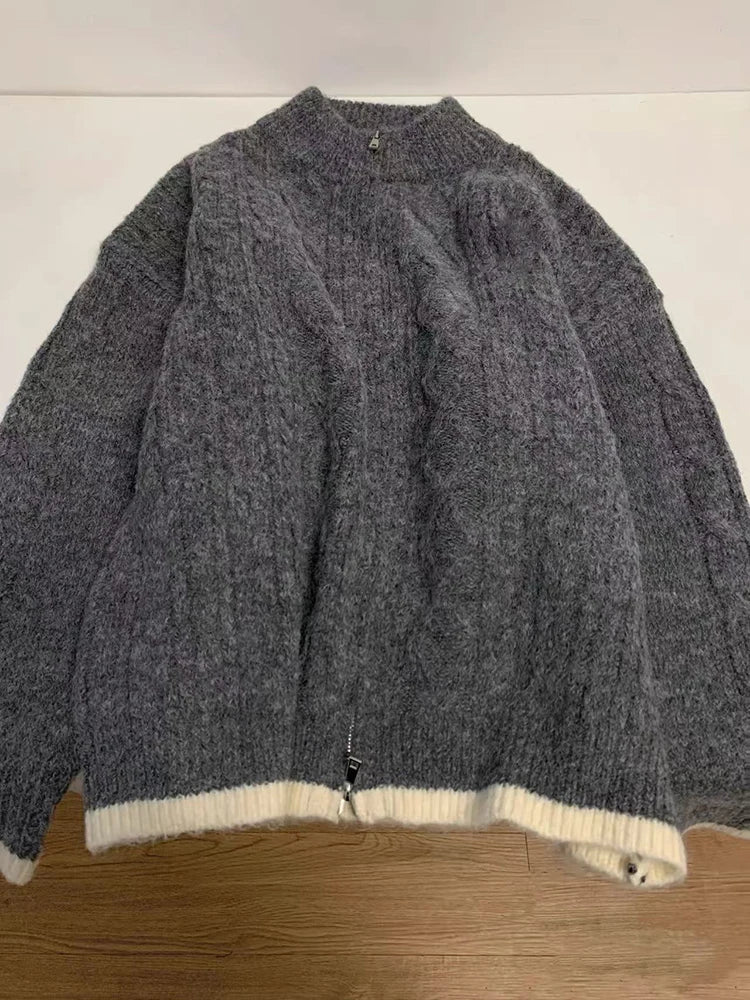 Zipper Cardigan Sweater Coat – Long Sleeve