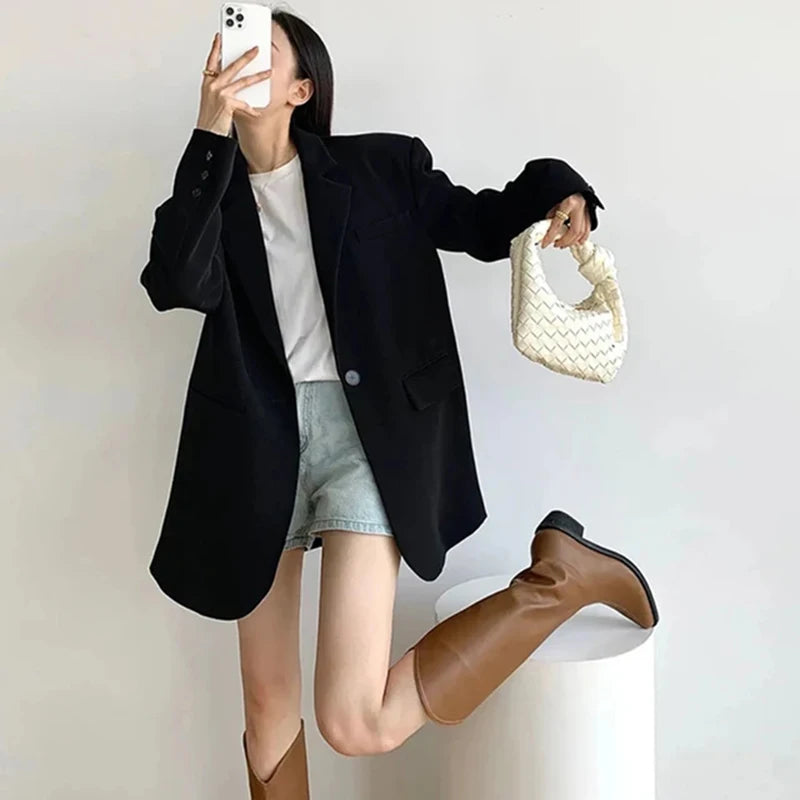 Black Office Suit Jacket – Single Button Blazer