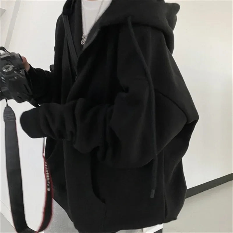 Oversized Zip-Up Hoodie – Thick Plush Sweatshirt Jacket