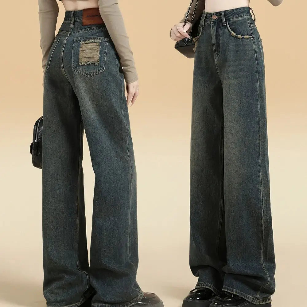 Wide Leg Jeans – Vintage Button Fly High Waist Baggy Style
