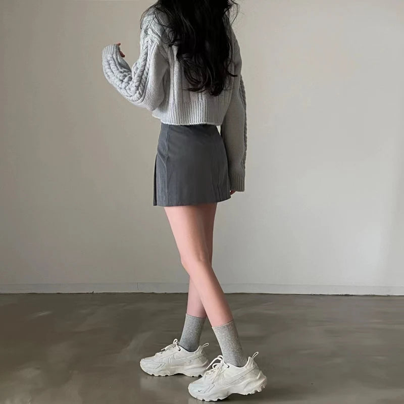 Short Coat Knit Sweater – Button Cardigan