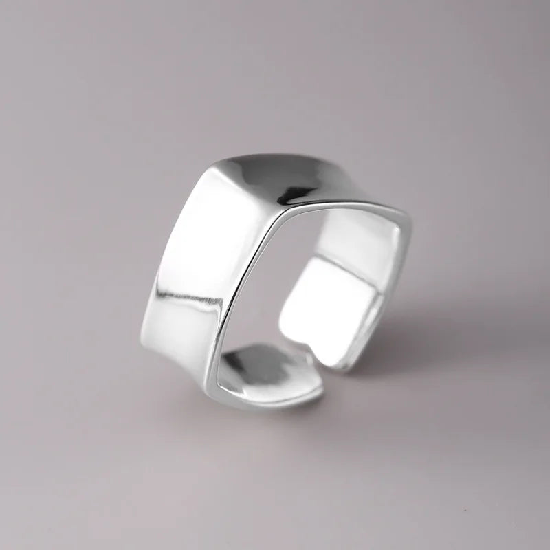 925 Silver Square Smooth Surface Ring