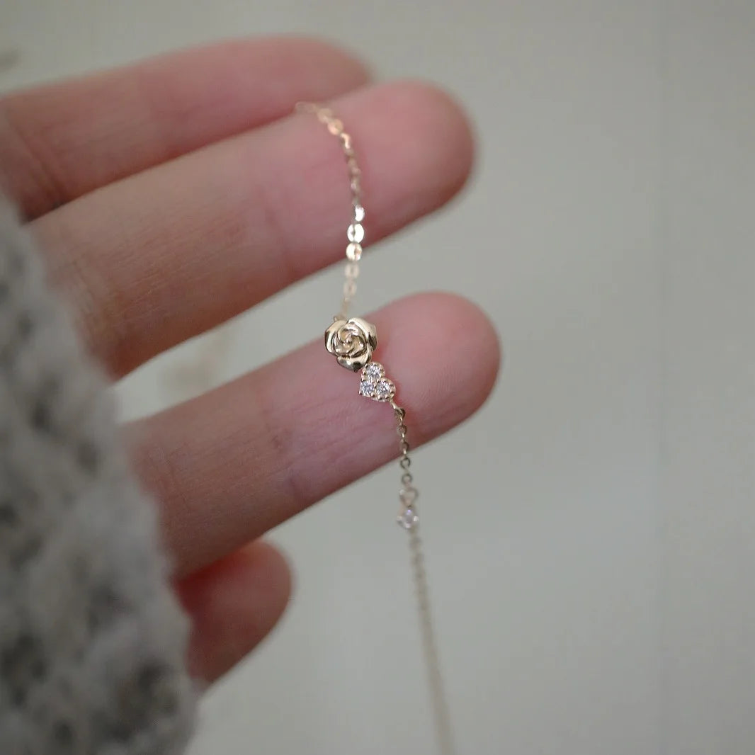 925 Sterling Silver Zircon Rose Bracelet