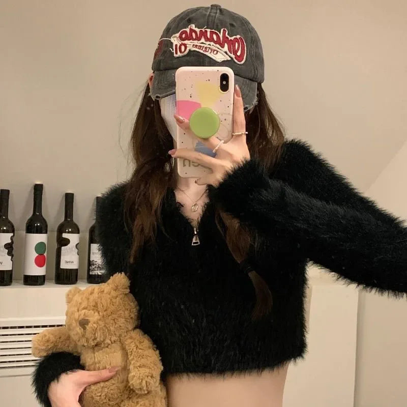 Faux Mink Knit Cardigan