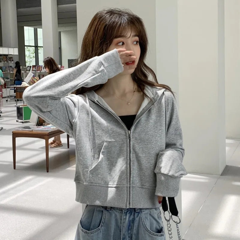 Zip-Up Hoodie Cardigan – Loose & Light