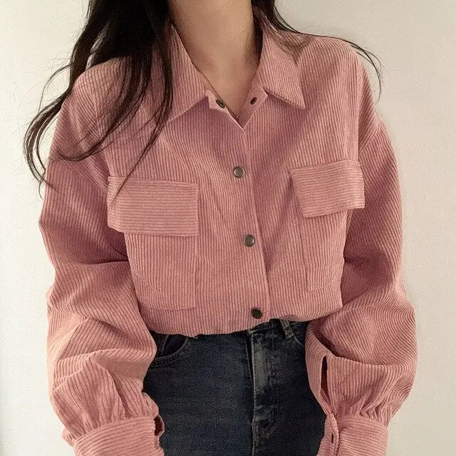 Corduroy Crop Jacket – Vintage Casual Fit
