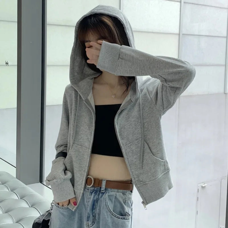 Zip-Up Hoodie Cardigan – Loose & Light