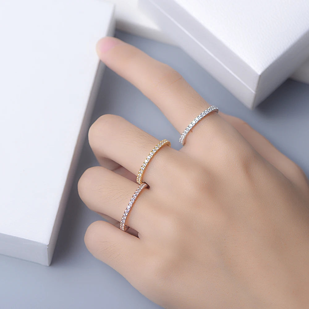 925 Silver 14K Gold Plated Emerald Zirconia Eternity Band