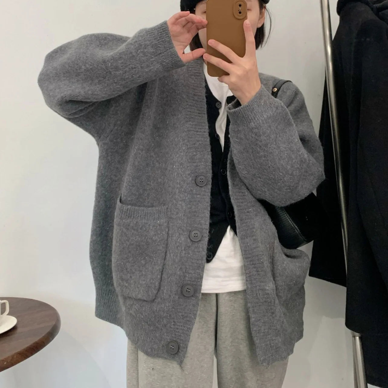 Lazy Style Knit Cardigan – Casual Solid Knit Jacket
