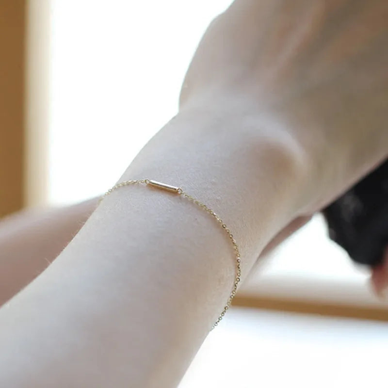 925 Sterling Silver One-Word Stick Chain Bracelet