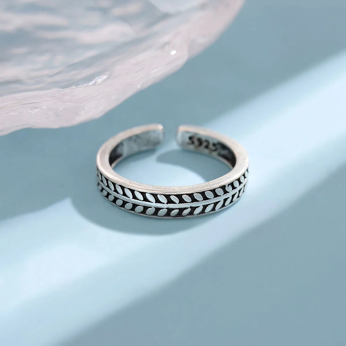 925 Silver Leaf Retro Thai Style Ring