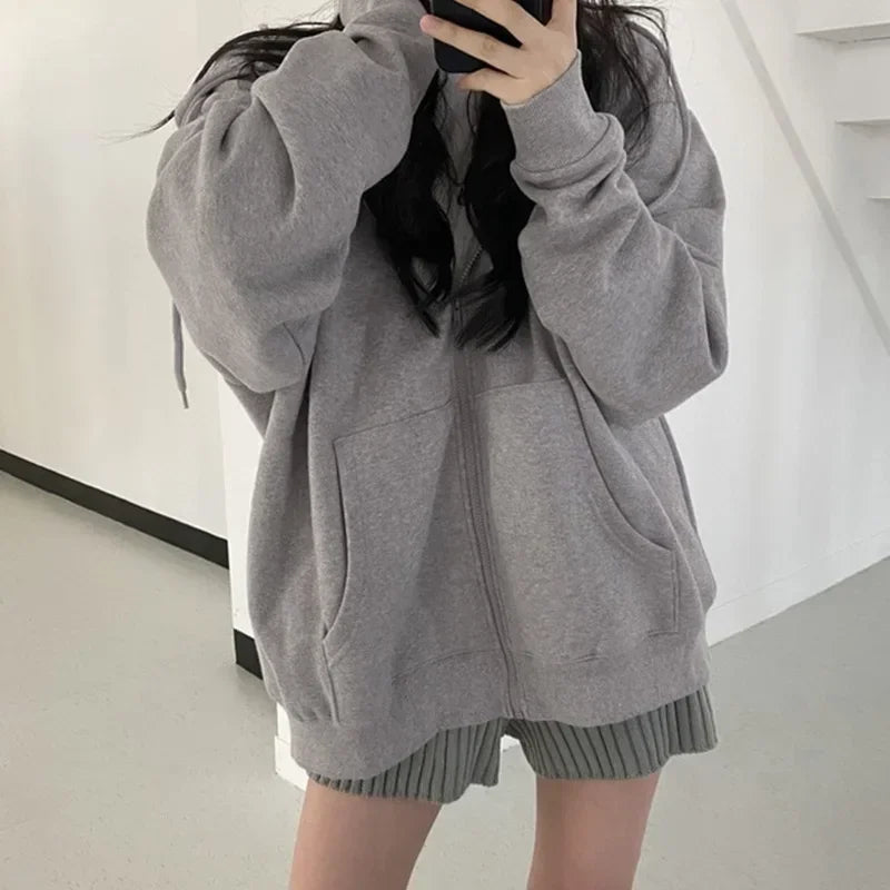 Retro Oversized Hoodie – Zip Sweatshirt Jacket