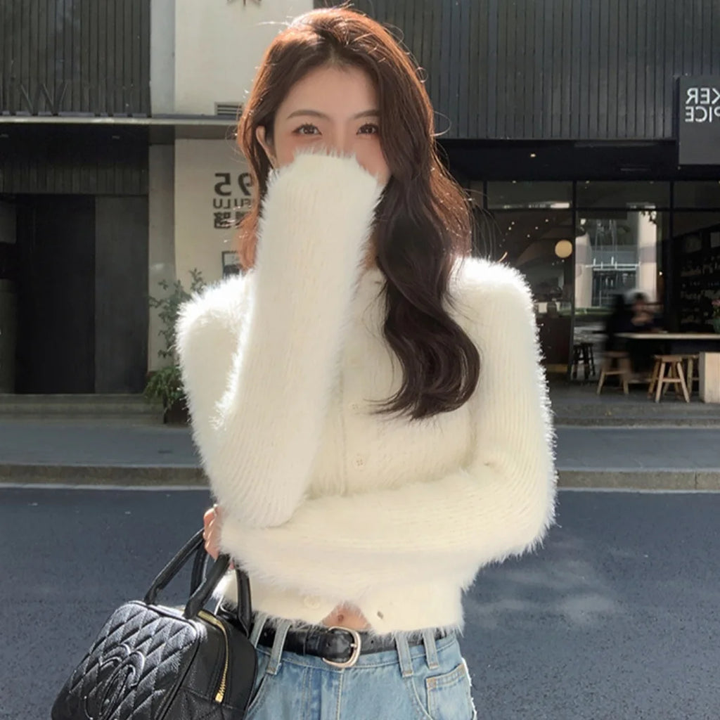 Mock-Neck Rib Knit — Slim Pullover