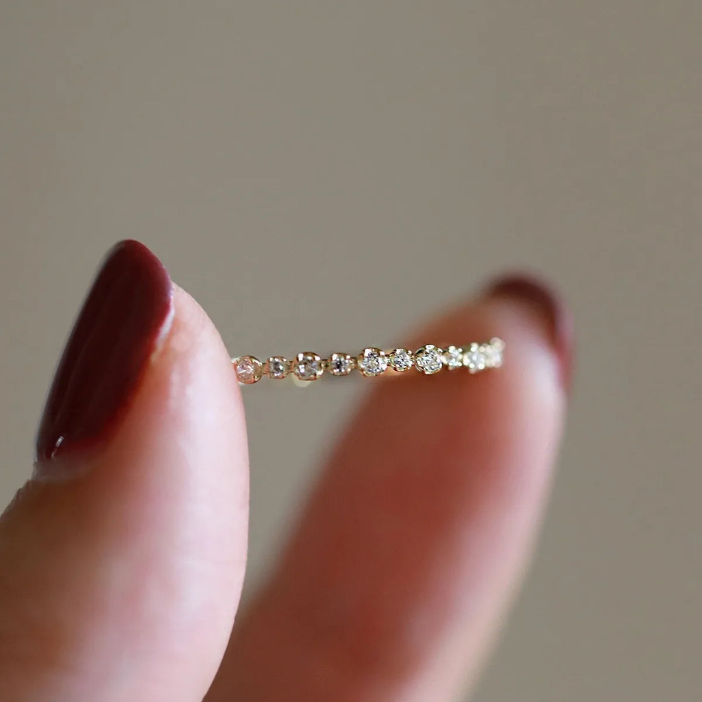 14K Gold Plated Zircon Geometric Ring