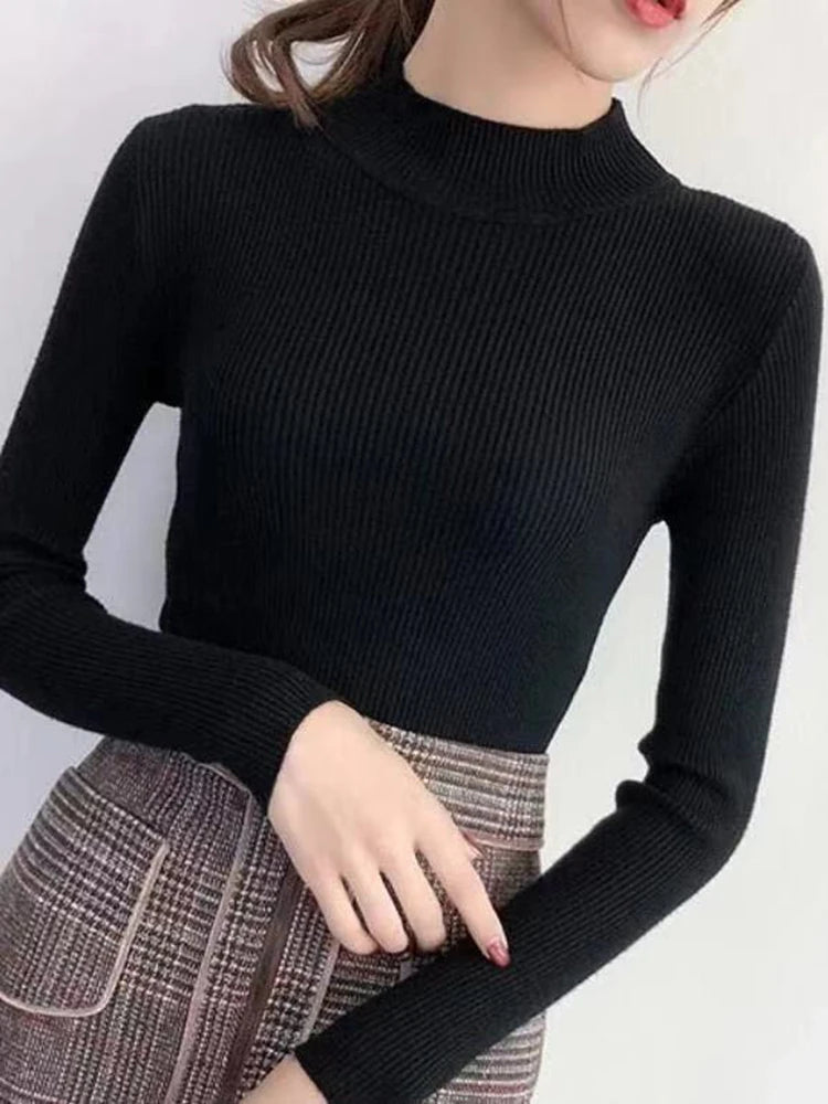 Slim Turtleneck Pullover — Stretch Knit