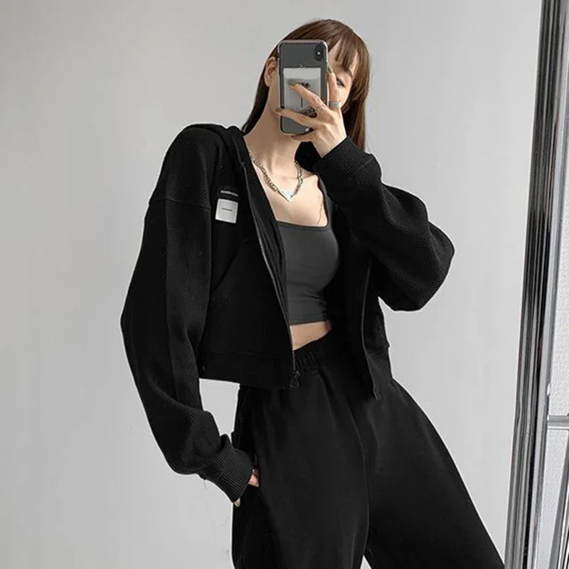 Cropped Hoodie – Zip Sweatshirt Jacket
