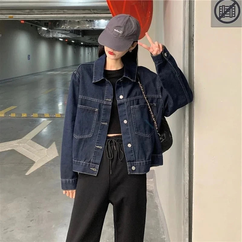 Vintage Denim Jacket – Single-Breasted Retro Streetwear