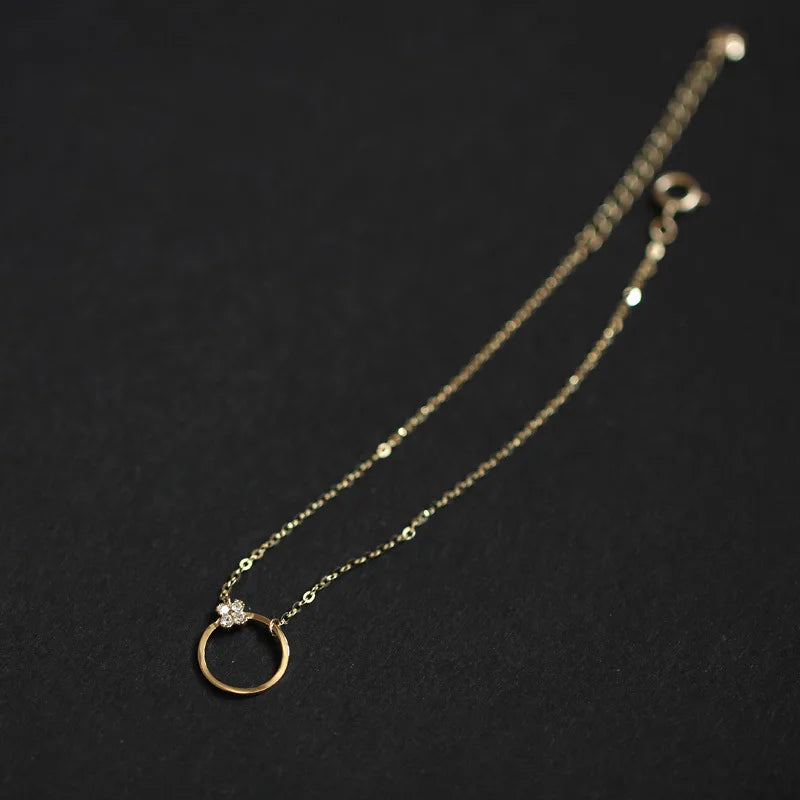 925 Sterling Silver 14K Gold Plated Circle Zircon Bracelet