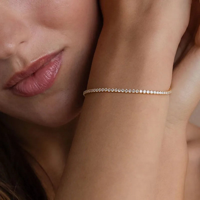 925 Sterling Silver Zircon Bracelet 16cm-19cm