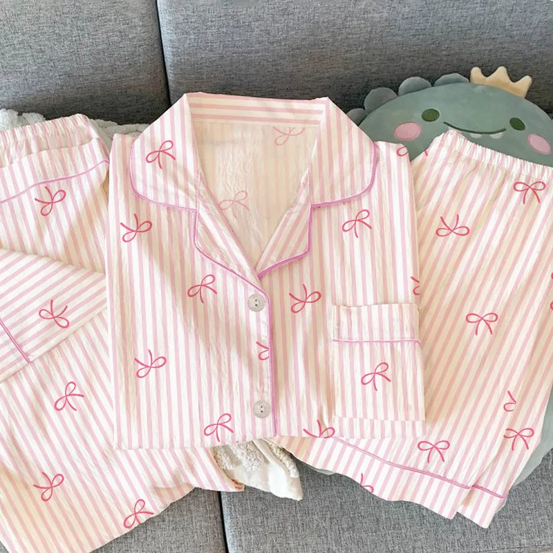 Three-Piece Summer Pajama Set – Short-Sleeve Top, Lapel Vest & Pants