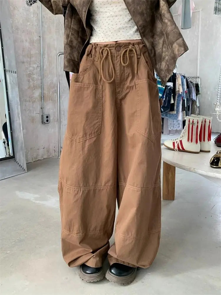 Vintage Baggy Cargo Jeans – Oversized Streetwear Denim Pants with Pockets
