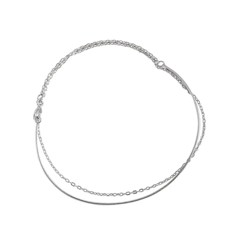 925 Silver Double-Layer Geometry Bracelet