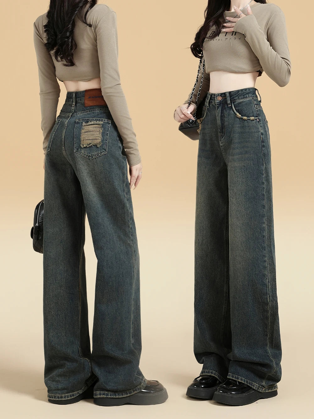 Wide Leg Jeans – Vintage Button Fly High Waist Baggy Style