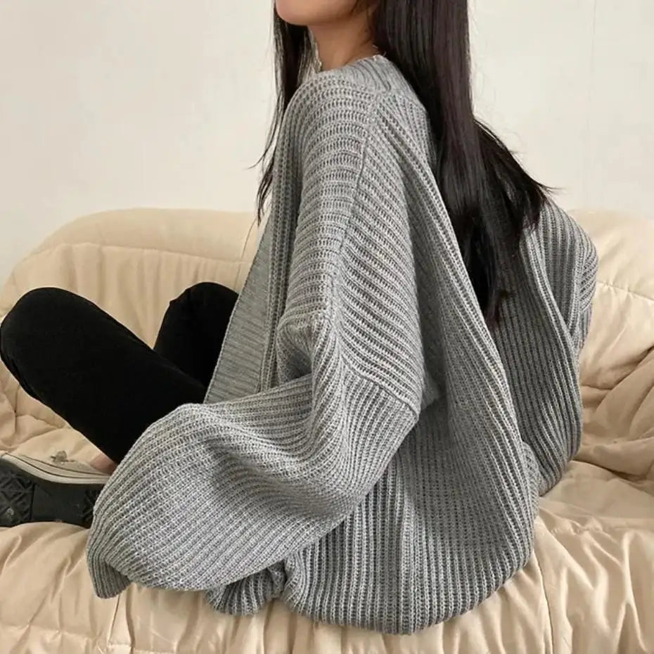 Oversized Lazy Fit Knit Cardigan – Casual Long Sleeve