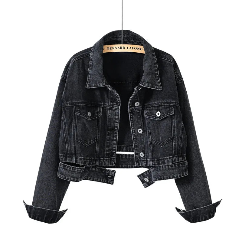 Denim Crop Jacket – Gothic Bomber Style