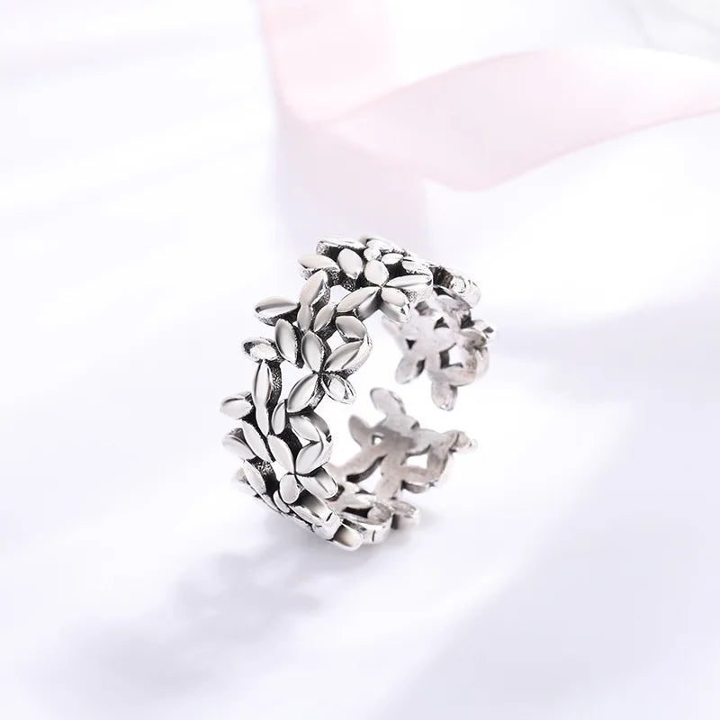 925 Silver Small Leaf Plant Ring