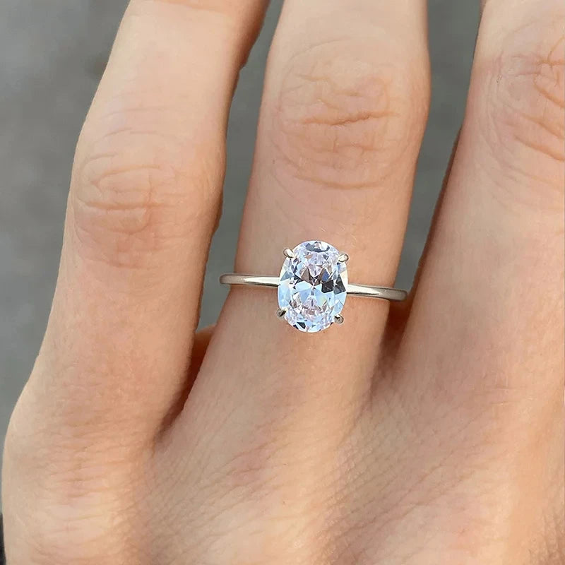 925 Silver Oval Zircon Stone Ring – Luxury