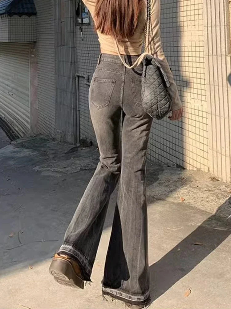 Burr Edge Vintage Flare Jeans – High Waist Bootcut Skinny Denim