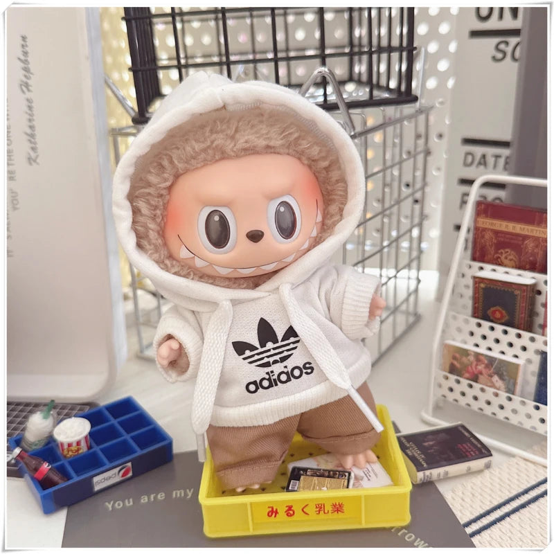 Labubu Doll Clothes (15/17cm) – Hoodie & Pants Set
