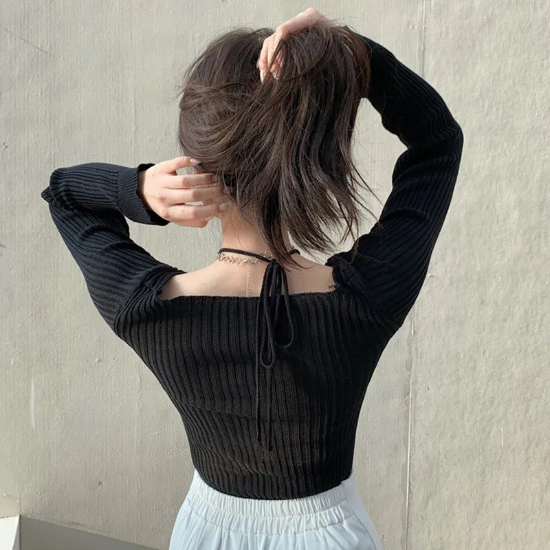 Long Sleeve Off-Shoulder Pullover – Soft Knit