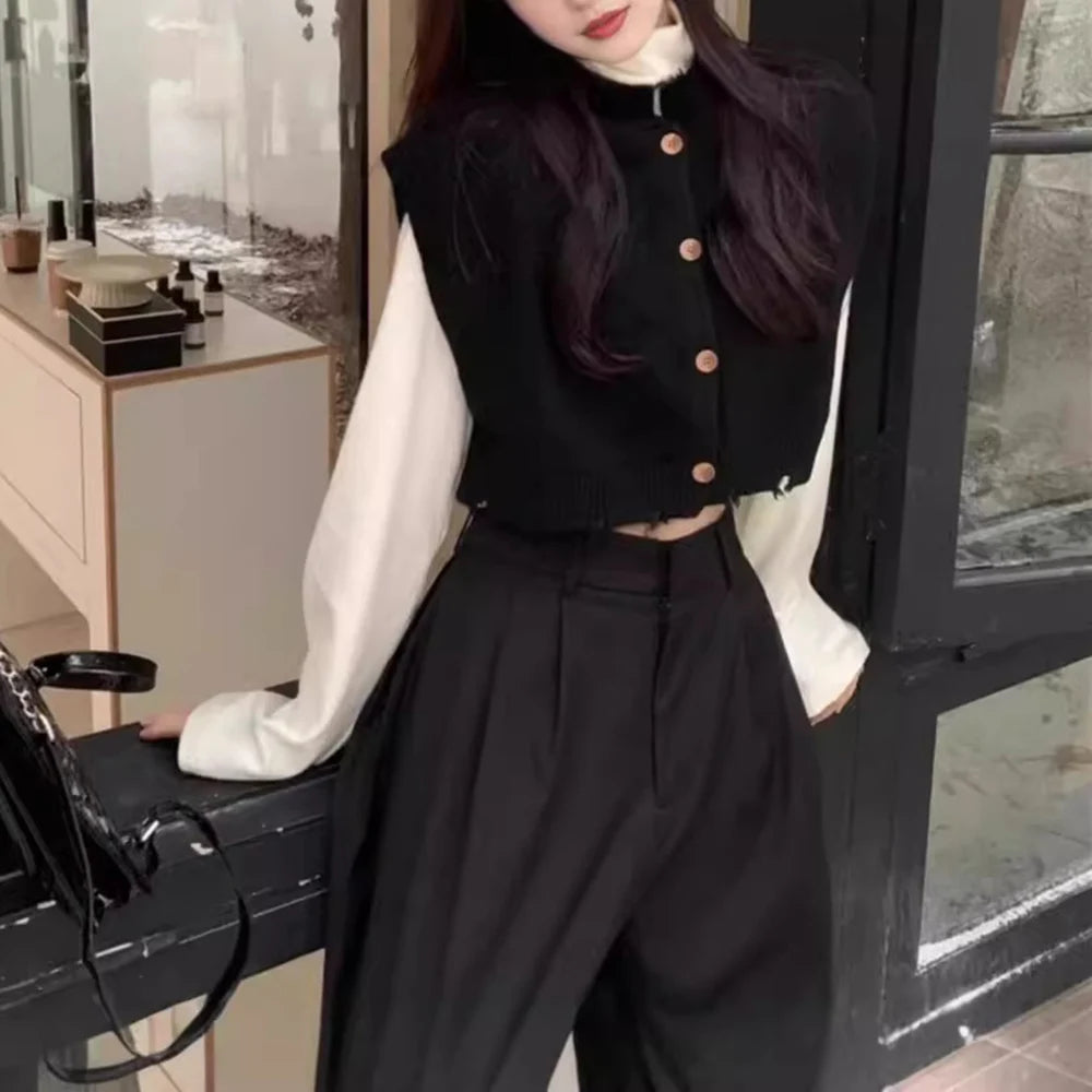 Solid Knit Vest – Irregular Hem