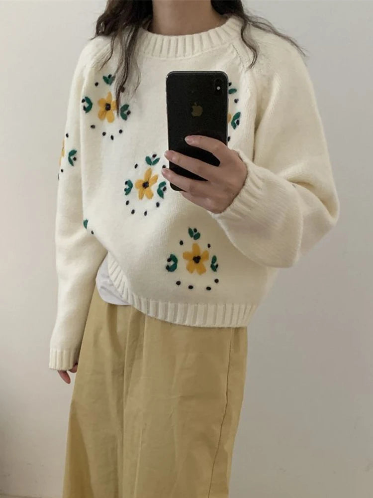Khaki Patchwork Ribbed Sweater — Elegant Fit