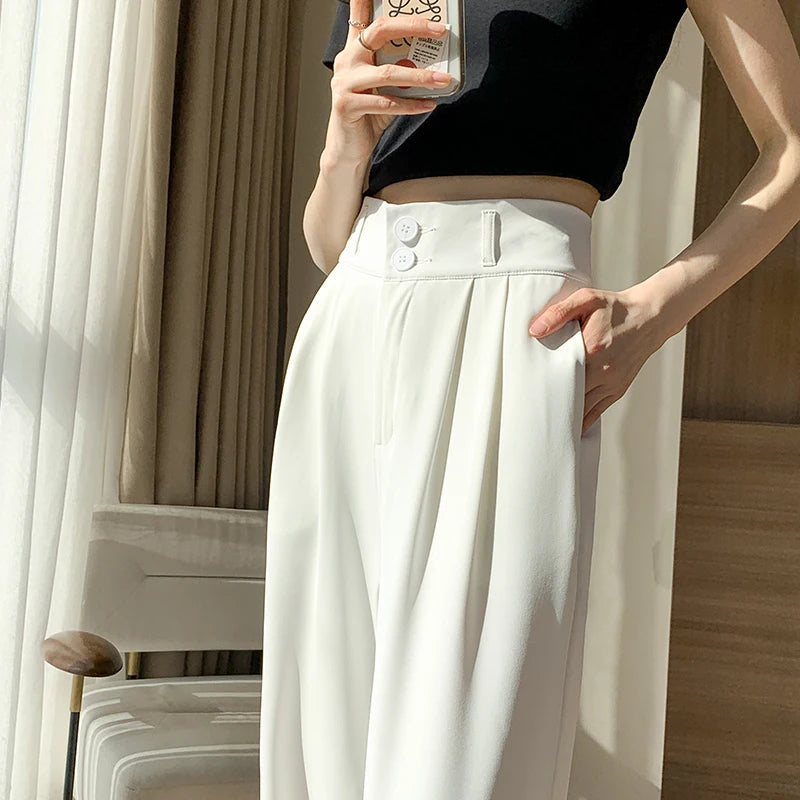 White Wide Leg Pants – Black Suit Slacks for Summer