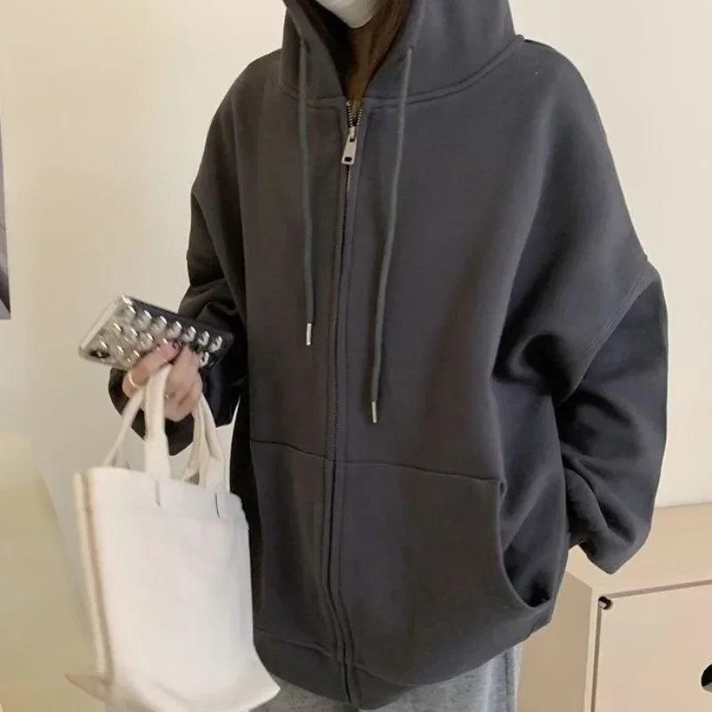 Unisex Zip-Up Hoodie – Classic Solid Outerwear