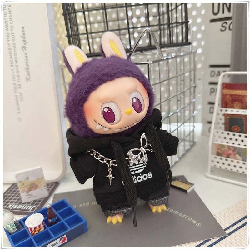 Labubu Doll Clothes (15/17cm) – Hoodie & Pants Set