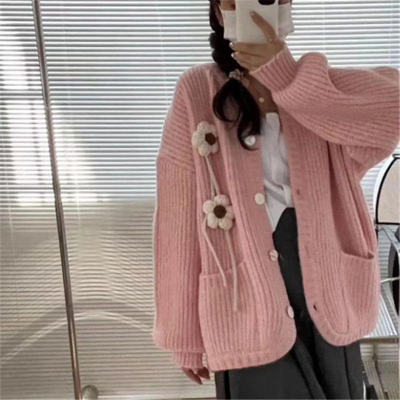 V-Neck Knit Cardigan – Slim Short Jacket Outer