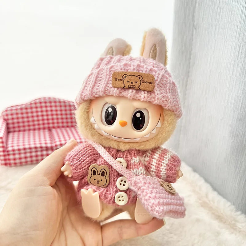 Labubu Doll Outfit (17cm) – Sweater, Hat & Bag Set