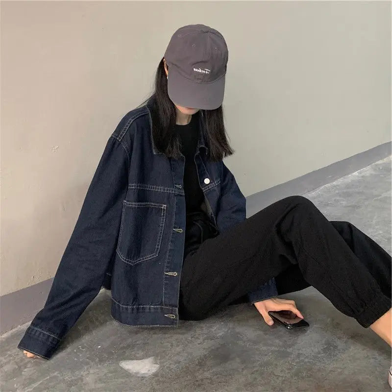 Vintage Denim Jacket – Single-Breasted Retro Streetwear
