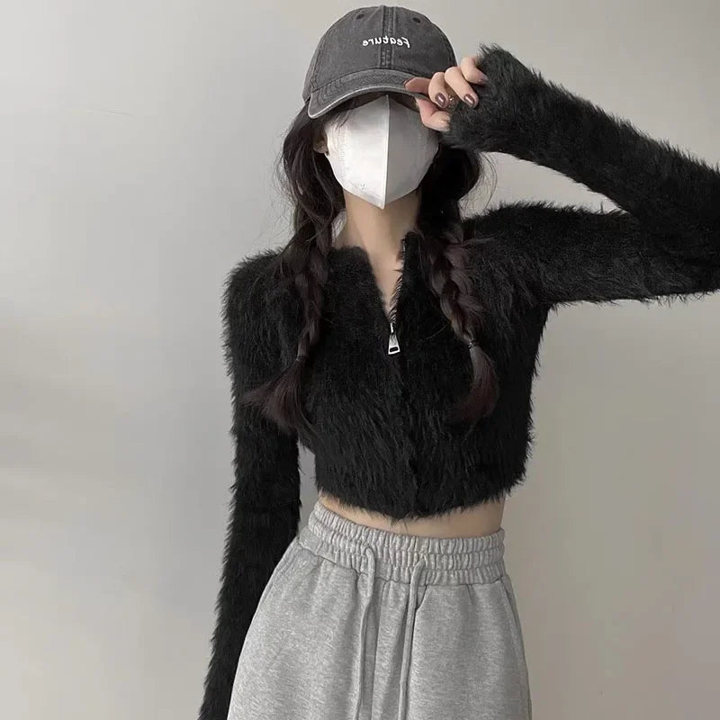 Faux Mink Knit Cardigan