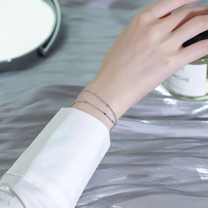 925 Silver Double-Layer Splicing Bracelet