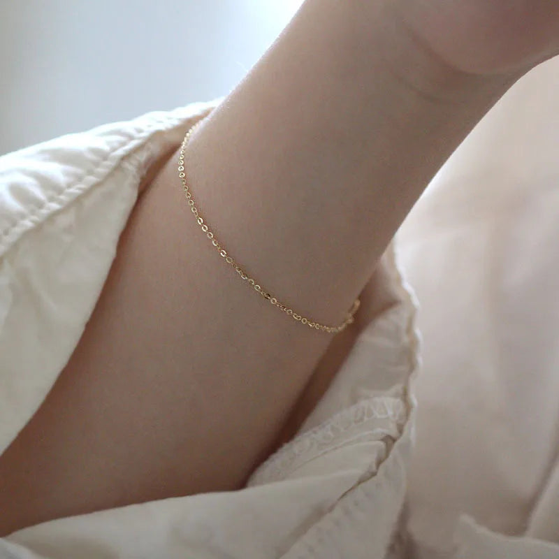 925 Sterling Silver 14K Gold Plated Chain Bracelet