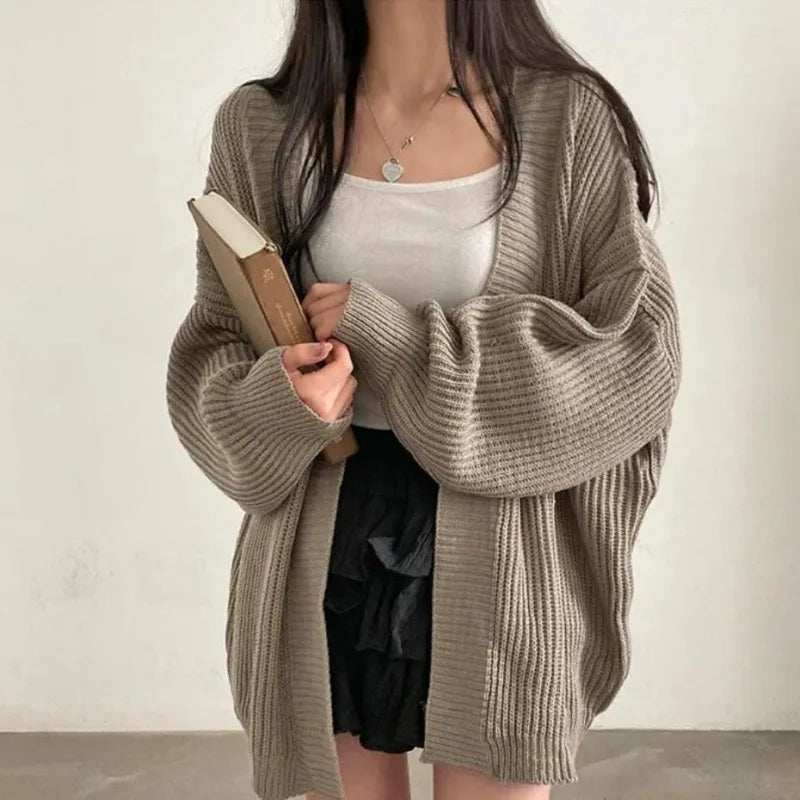 Oversized Lazy Fit Knit Cardigan – Casual Long Sleeve