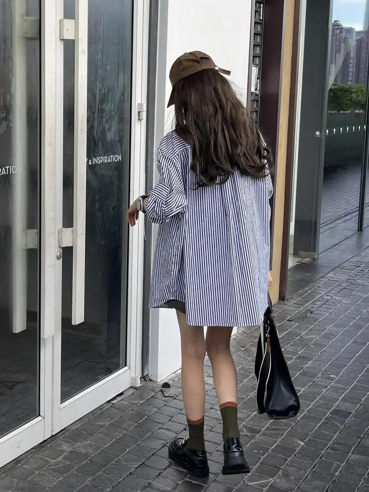 Grey Striped Knit Cardigan – Sun Protection Fit